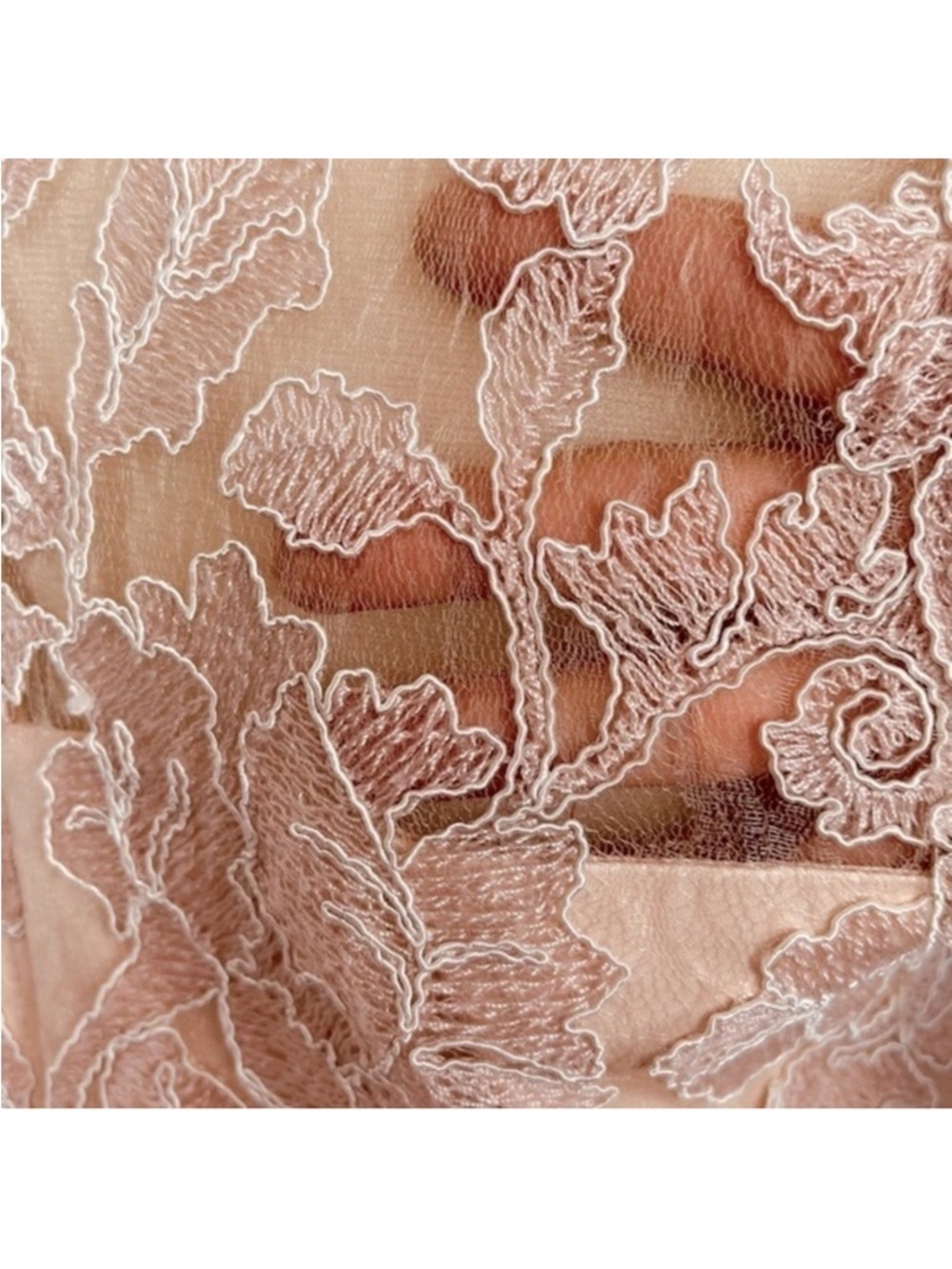TADASHI SHOJI Tamura Pink Embroidered Lace Fit Flare Midi Dress 12 Floral Party - Picture 8 of 13